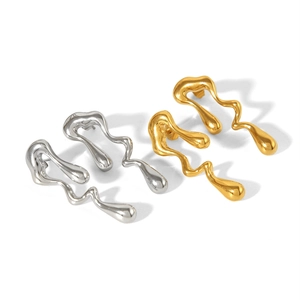 Boucles d'oreilles abstraites en métal liquide style lave en or et argent