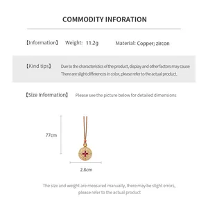 Size guide for vintage zircon round pendant necklace with 77cm adjustable brown cord