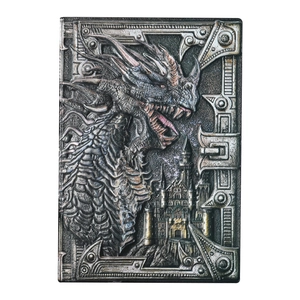 A5 3D dragon relief notebook with vintage castle and embossed silver finish