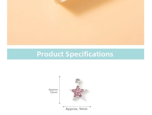 Pink rhinestone star pendant charm for DIY jewelry making, size 12mm by 9mm