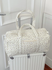 Borsa Da Viaggio Trapuntata A Fiori Cotone Grande Capacità Borsa A Tracolla Per Donna Borsa Boston Leggera