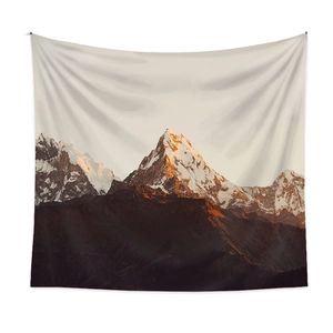 Bohemian wall tapestry with golden snow mountain landscape for room wall decoration