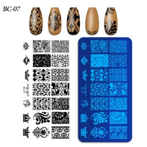 Detail of BC-07 nail stamping plate with lace and floral patterns for creative manicure