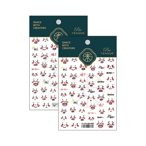 Cute 5D adhesive nail stickers with cartoon facial expressions and lettering TS-2326