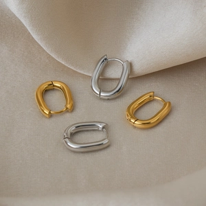 Boucles D'oreilles Créoles En Forme De U En Acier Inoxydable Imperméable Hypoallergénique Bijoux Géométriques Pour Femmes