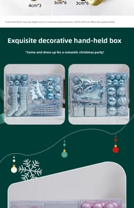 Detail of Christmas ornament gift set with assorted blue and pink baubles and star pendants