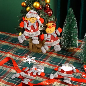 Christmas plush ornaments set featuring Santa, Reindeer, Snowman and Bear for tree decor