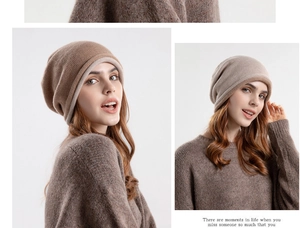 Close-up of thick knitted beanie showing dual-layer texture and soft warm fabric