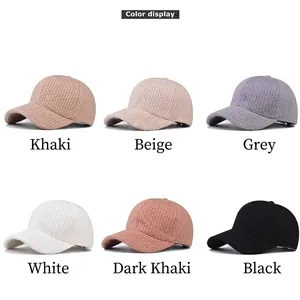 Winter plaid baseball cap display in six colors including khaki and grey with warm lining