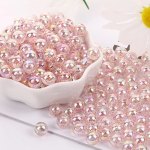 Perline acriliche rosa glitter AB da 8mm per gioielli fai da te in una ciotola