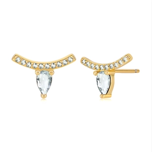 Elegant s925 silver gold-plated drop zircon earrings with sparkling eyelash design