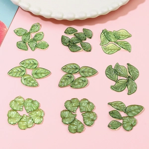 Mini Leaf Beads Acrylic Small Tree Shape Transparent Green For DIY Jewelry Making Necklaces Bracelets Earrings