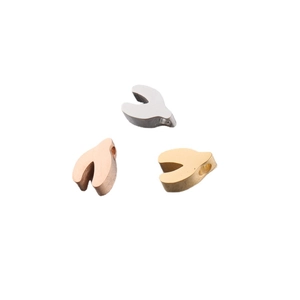 Polished stainless steel wishbone beads in silver, rose gold, and gold for DIY jewelry