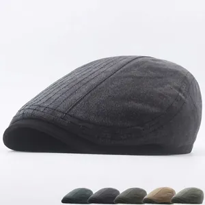 Men Flat Cap Cotton Adjustable Sun Protection Outdoor Retro British Newsboy Ivy Hat Breathable Casual Style
