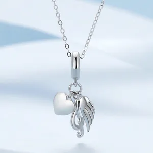 S925 sterling silver necklace charm featuring heart music note and wings pendants