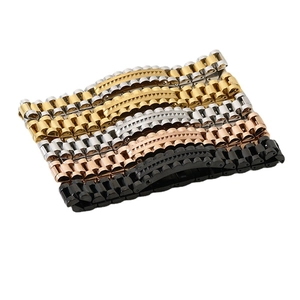 Men's stainless steel watch strap bracelets in gold, silver, rose gold and black colors