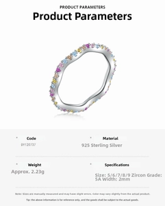 Macro view of wave 925 silver ring with colorful 5A zircon stones and 2mm width specs