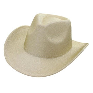 Western Cowboy Hat Frosted Glitter Jazz Fedora Hat Wide Brim Party Performance Sunshade Vintage Men Women Fashion Accessory