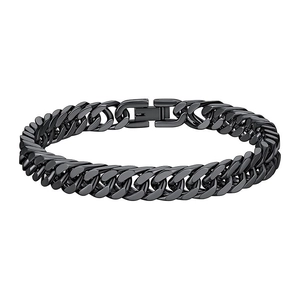 Classic black stainless steel Cuban link bracelet with durable lobster clasp closure