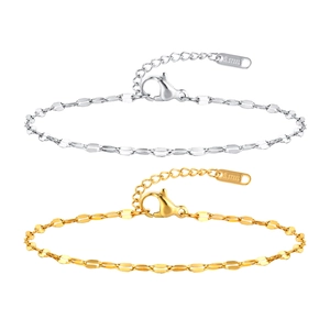 Minimalistische Gold- und Silber-Edelstahl-Lippenkette Armbänder mit Karabinerverschluss