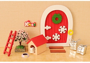 Kit porte de Noël miniature en bois avec échelle et décorations pour maison poupée