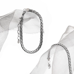 Elegant silver snake bone woven bracelet with lobster clasp and adjustable chain