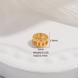 Detail of 6mm golden S925 silver hollow bead charm with dimensions and weight data