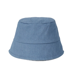 Classic blue corduroy bucket hat with wide brim design for a stylish autumn outfit
