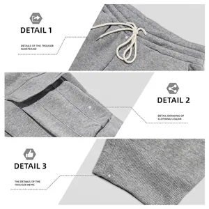 Pantalon cargo de sport gris pour homme avec taille à cordon et poignets côtelés
