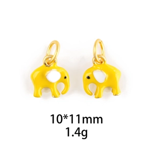 Creative 10x11mm yellow enamel elephant charms with gold metal edges for DIY jewelry making