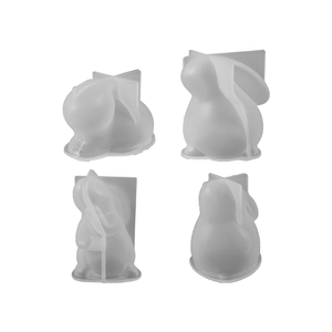 3D rabbit silicone mold for DIY Easter candles and resin crafts shown from multiple angles