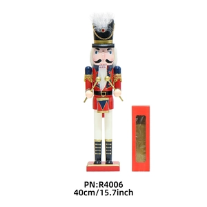Traditional 40cm wooden nutcracker drummer with red uniform and gift packaging box