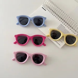 Kids Polarized Sunglasses Matte Silicone Frame UV Protection Round Shades Eyewear For Boys Girls Summer Outing