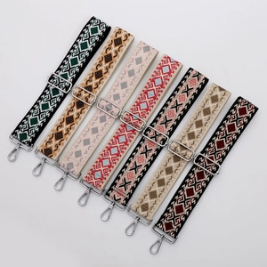 Correas de repuesto ajustables para bolsos con diseños étnicos y herrajes de metal plata
