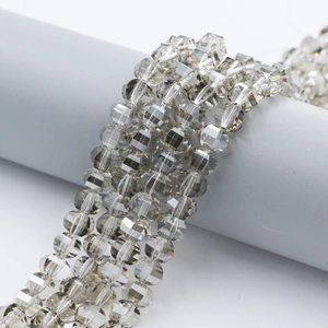Smoky grey 8mm faceted glass lantern beads for DIY jewelry necklaces and bracelets