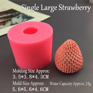 Macro detail of strawberry silicone mold showing realistic texture for DIY candles