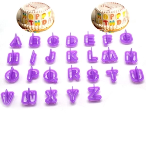 40-piece purple plastic alphabet cookie cutters for fondant cake and pastry decoration
