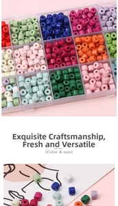 Colorful acrylic cylinder beads in macaron colors displayed with multi-grid storage box