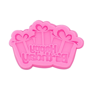 Moule en silicone rose Happy Birthday pour fondant, chocolat et décoration de gâteau