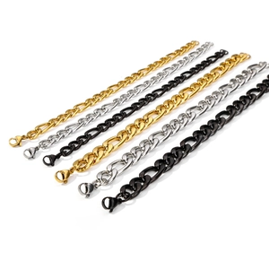 Classic figaro link bracelets in gold, silver and black steel finishes for men and women