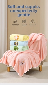 Detailed animal embroidery on Class A ultra-soft coral fleece baby hooded towel