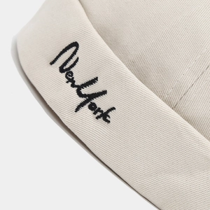 Beige Docker hat with New York embroidery, street style knit skullcap for men and women