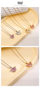 Détail du collier pendentif Saturne cœur rose avec incrustation de zircon en or et argent