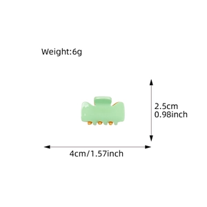 Small candy color hair claw clip in pale green and orange with size 4cm and weight 6g