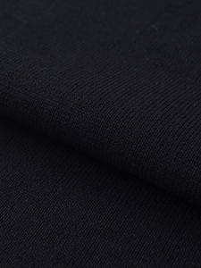 Macro view of high-density black knitted fabric showing fine texture and weave details