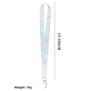 Detail of 17.7-inch marble pattern lanyard with dimensions and weight 14g measurement