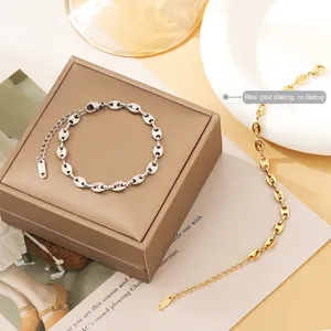 Colliers maille grain de café minimalistes avec placage en or 18 carats et argent