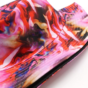 Abstract art double-sided bucket hat with vibrant colorful print and reinforced brim