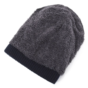 Warme wintergebreide muts voor heren met fleecevoering in donkergrijs en marineblauw