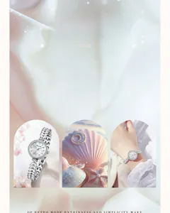 Dettaglio dell'orologio sirena con quadrante in madreperla e lunetta con diamanti